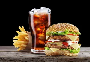 Cheese Burger, Fries and Drink