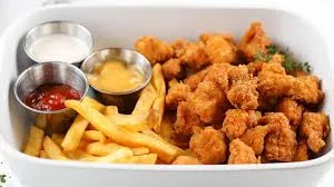 Chicken Popcorn, Fries and Drink